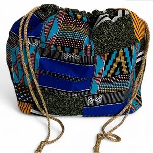 Colorful Patchwork Drawstring Bag